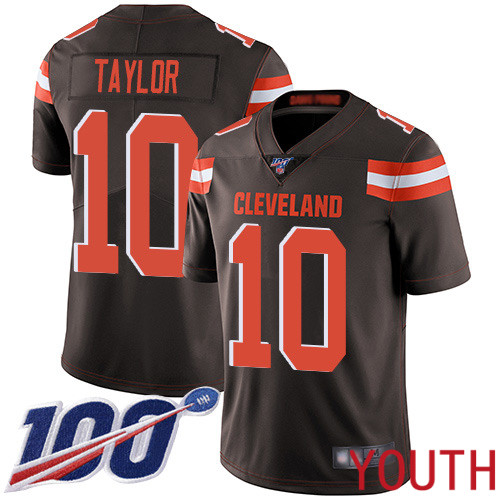 Cleveland Browns Taywan Taylor Youth Brown Limited Jersey 10 NFL Football Home 100th Season Vapor Untouchable